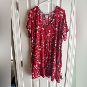 Knox Rose Red Floral V-Neck Top